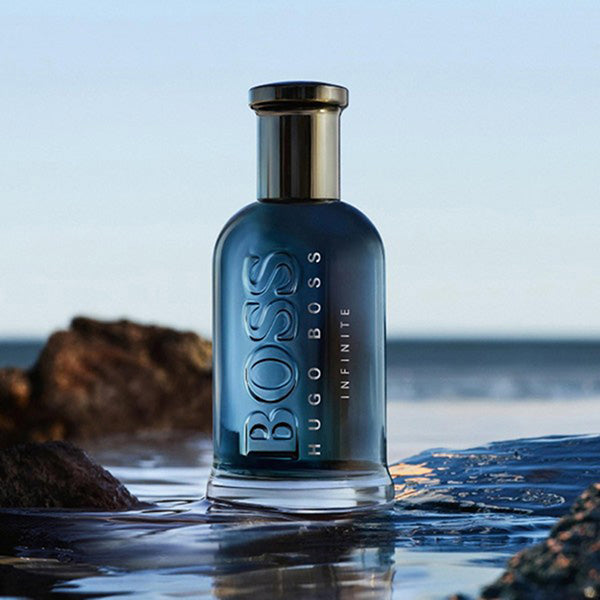 hugo boss bottled infinite perfume bottle by the seaside