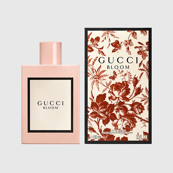 gucci bloom edp bottle next to packaging 100ml