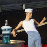 jean paul gaultier le male perfume bottle advert with sailor 